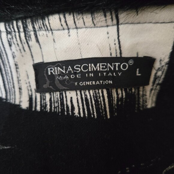 Vintage Bolero Jacket Faux Fur Collar Size L Black White Abstract Print Italy - Picture 13 of 13